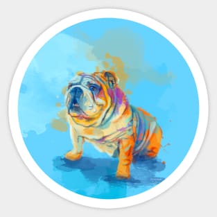 English Bulldog Digital Art Sticker